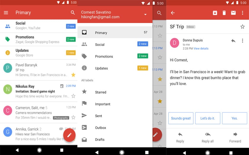 developing android go app gmail go